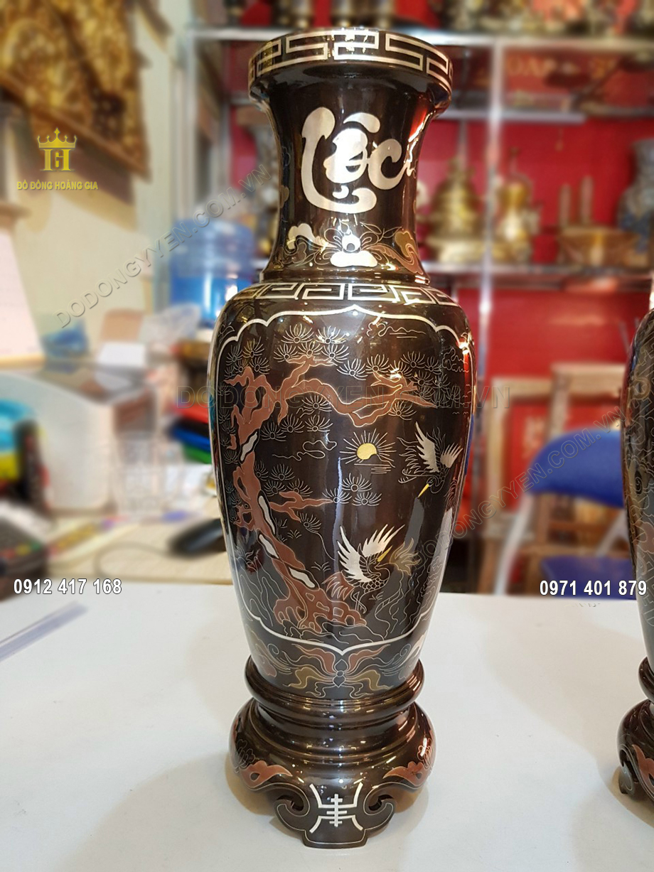 Lọ hoa khảm ngũ sắc chữ Lộc